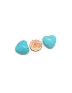 Perle coeur bleu turquoise 18mm 2