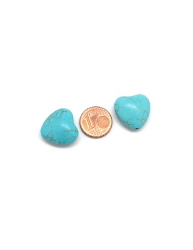 Perle coeur bleu turquoise 18mm pour porte clé