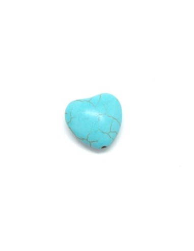 Perle coeur bleu turquoise pour collier