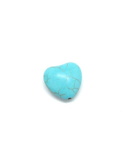 Perle coeur bleu turquoise pour collier