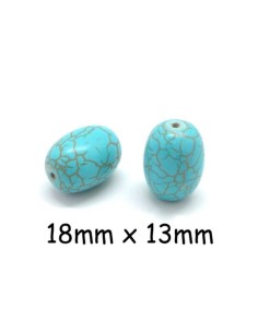 Perle cylindre bleu turquoise en pierre synthétique