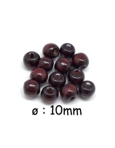 Perle en bois ronde 10mm marron auburn pour collier mala