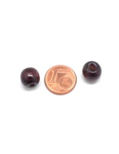 Perle en bois ronde 10mm marron auburn pour collier mala 2