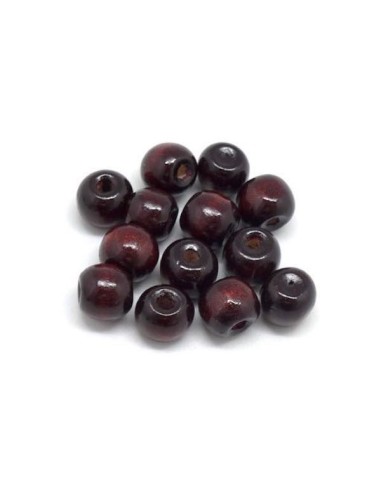 Perle en bois 10mm marron auburn pour collier mala