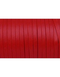 R-1m Cordon ciré plat 4mm de couleur rouge brillant