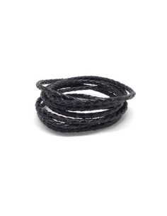 Cordon cuir tressé rond 3mm noir pour création bijoux 2