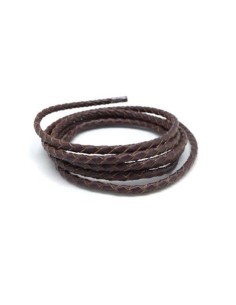 Cordon cuir tressé rond 3mm marron foncé pour création porte clé 2