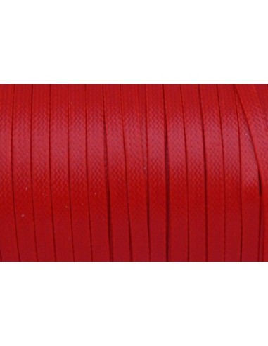 R-5m Cordon ciré plat 4mm de couleur rouge brillant