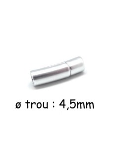 Fermoir magnétique pour cordon cuir de 4,5mm en métal argenté mat