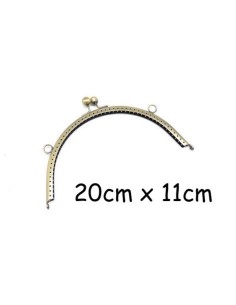 Fermoir sac arrondi demi cercle en métal de couleur bronze 2 attaches sur les côtés 20cm