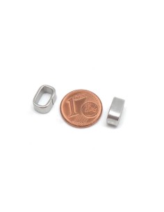 Perle passant rectangle argenté en acier inoxydable pour 2 cordons de 4mm 2
