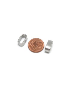 Perle passant rectangle argenté en acier inoxydable pour 2 cordons de 4mm 2