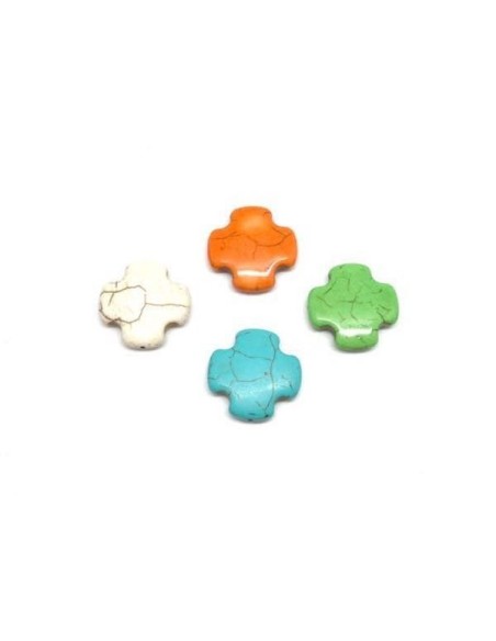 Perle croix 26mm howlite pour collier en pierre