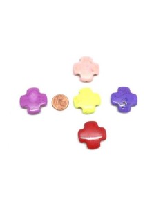 Perle croix en pierre synthétique imitation turquoise "Howlite" 26mm croix grec couleurs assorties 2