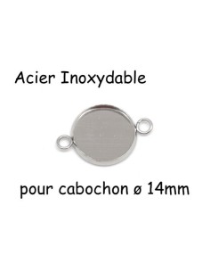 Perle connecteur pour cabochon de 12mm en acier inoxydable argenté