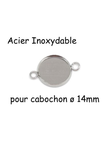 Perle connecteur pour cabochon de 12mm en acier inoxydable argenté