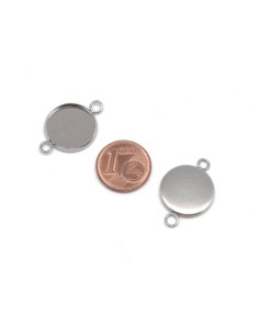Perle connecteur pour cabochon de 12mm en acier inoxydable argenté 2