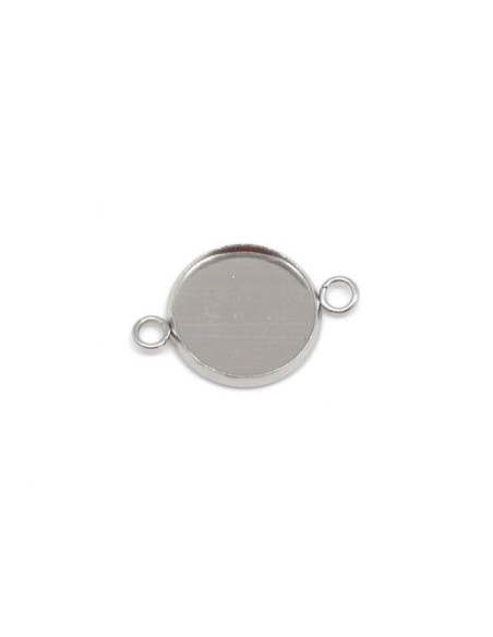 Perle intercalaire pour cabochon de 12mm en acier inoxydable argenté