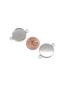 Support connecteur pour cabochon de 16mm en acier inoxydable argenté 2