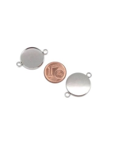 Perle intercalaire pour cabochon de 16mm en acier inoxydable argenté