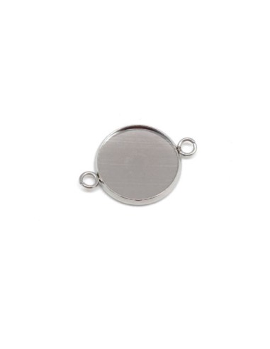 Perle connecteur pour cabochon de 16mm en acier inoxydable argenté
