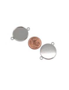 Perle connecteur pour cabochon de 18mm en acier inoxydable argenté 2