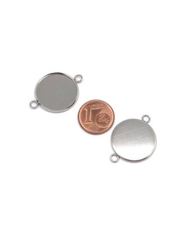 Connecteur pour cabochon de 18mm en acier inoxydable argenté