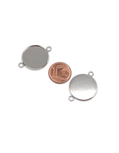Connecteur pour cabochon de 18mm en acier inoxydable argenté