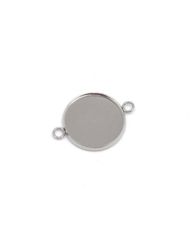 Perle intercalaire pour cabochon de 18mm en acier inoxydable argenté