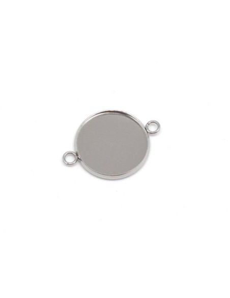 Perle intercalaire pour cabochon de 18mm en acier inoxydable argenté