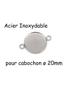 Perle connecteur pour cabochon de 20mm en acier inoxydable argenté