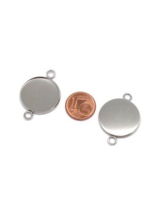 Perle connecteur pour cabochon de 20mm en acier inoxydable argenté 2