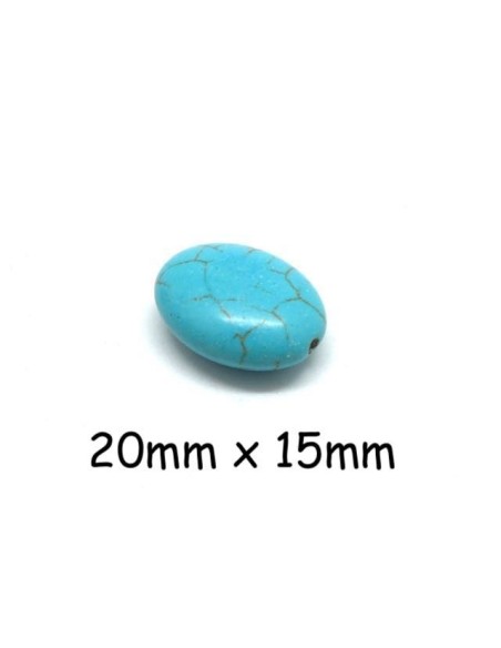 Perle ovale imitation turquoise "Howlite" bleu turquoise