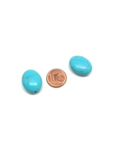 Perle ovale imitation turquoise "Howlite" bleu turquoise 2