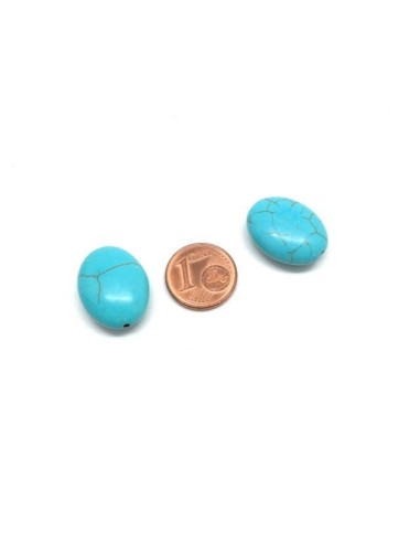 Perle galet imitation turquoise "Howlite" bleu turquoise