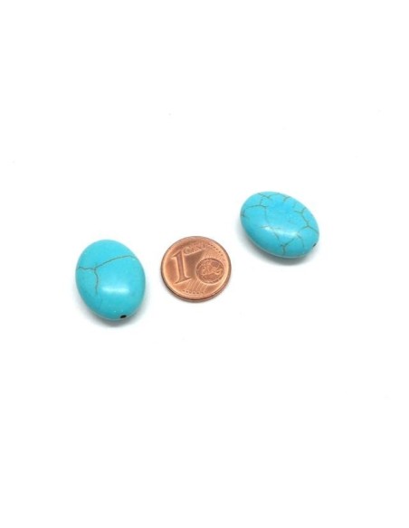 Perle galet imitation turquoise "Howlite" bleu turquoise