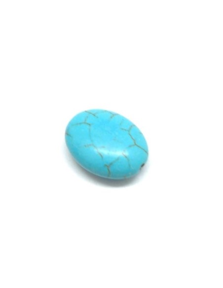 Perle ovale imitation turquoise "Howlite" bleu turquoise pas chère