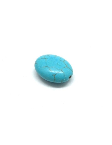 Perle ovale imitation turquoise "Howlite" bleu turquoise pour collier
