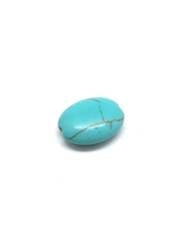 Perle ovale pas chère imitation turquoise "Howlite" bleu turquoise 15mm x 12mm