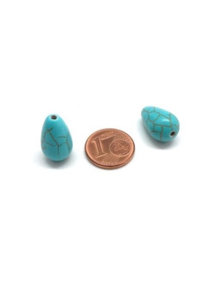 Perle larme imitation turquoise "Howlite" bleu turquoise 16,5mm x 10mm
