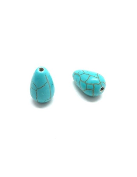 Perle goutte "Howlite" bleu turquoise 16,5mm x 10mm