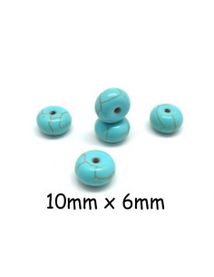perle rondelle imitation turquoise "Howlite" bleu turquoise 10mm x 6mm