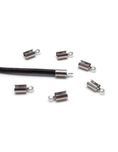 Embout argenté en acier inoxydable pour cordon cuir de 4mm