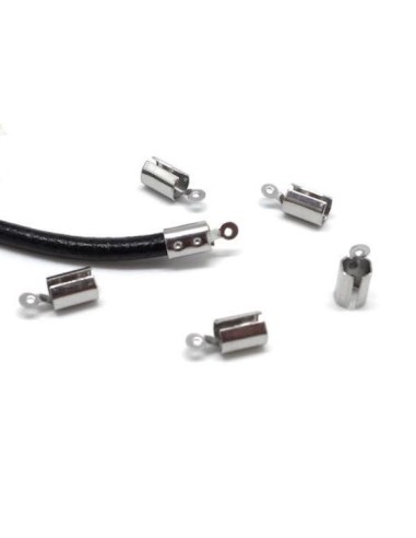 Embout pour cordon cuir de 4mm en acier inox