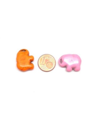Perle éléphant en pierre range et rose pour bracelet