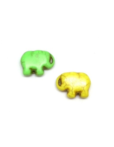 Perle éléphant en pierre pour bracelet vert et jaune pas chère