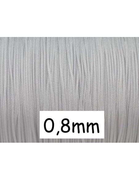 Fil de jade 0,8mm gris très clair pour noeud coulissant