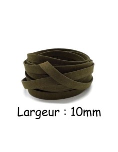 Lacet suédine 10mm, daim synthétique vert kaki pas cher