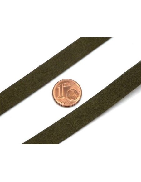 Lanière suédine 10mm, daim synthétique vert kaki pas cher