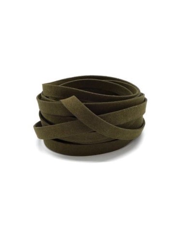 Lacet daim synthétique 10mm, daim synthétique vert kaki pas cher